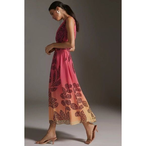 NWT ANTHROPOLOGIE X VERB PALLAVI SINGHEE V-NECK OMBRE MAXI DRESS - Picture 4 of 4
